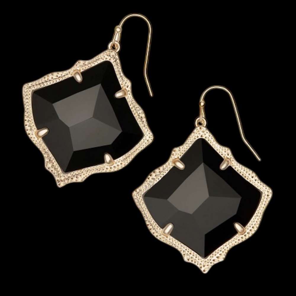 Kendra Scott Kirsten Gold Drop Black Onyx Glass Earrings